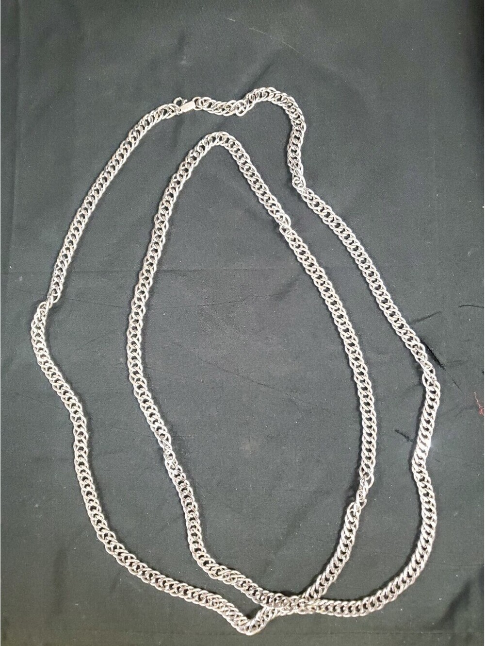 Vintage 80s Monet Long 54" Silver Tone Chain Necklace Signed EXCELLENT